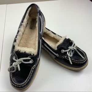 Sperry Top Sider Black W/ Real Sheep Fur Lining